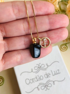 COLAR SIGNO DE SAGITARIO COM PEDRA NATURAL OLHO DE TIGRE - comprar online