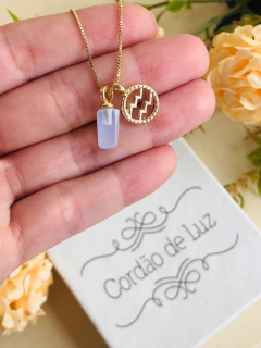 COLAR SIGNO DE AQUÁRIO COM PEDRA OPALINA - comprar online