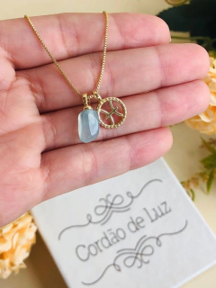 COLAR SIGNO DE PEIXES COM PEDRA NATURAL - loja online