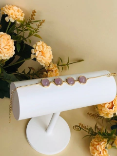 PULSEIRA QUATRO PEDRAS AMETISTA - Cordão de Luz Joias Finas