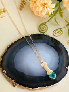 COLAR OSSINHO COM CRISTAL - Cordão de Luz Joias Finas