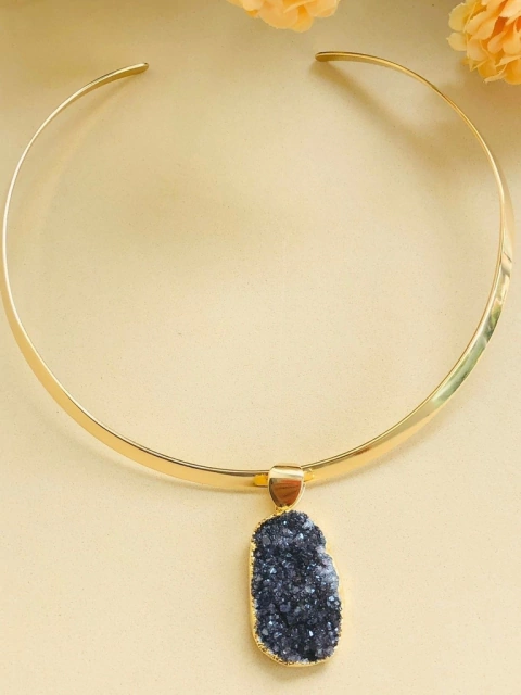 COLAR CHOKER COM PEDRA DRUSA DE AMETISTA