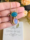 COLAR GATINHO COM PEDRA AGATHA AZUL E OPALINA