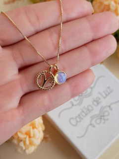 COLAR SIGNO DE ÁRIES COM PEDRA NATURAL - Cordão de Luz Joias Finas