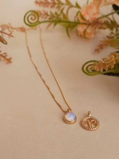 COLAR SIGNO DE ÁRIES COM PEDRA NATURAL - comprar online