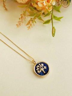 COLAR ARVORE DA VIDA COM PEDRA NATURAL AGATHA NEGRA