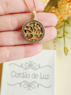 COLAR ESMALTADO ARVORE DA VIDA COM PEDRA NATURAL OLHO DE TIGRE - comprar online