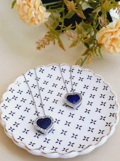 COLAR HOOPONOPONO PEDRA NATURAL SODALITA - Cordão de Luz Joias Finas