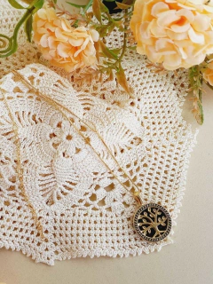 COLAR ESMALTADO ARVORE DA VIDA COM PEDRA NATURAL ESTRELA