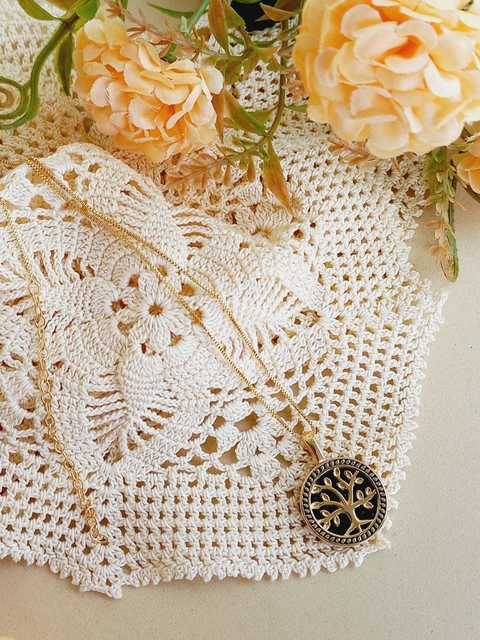 COLAR ESMALTADO ARVORE DA VIDA COM PEDRA NATURAL ESTRELA