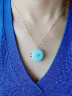 COLAR RELICÁRIO DUPLA FACE FLOR DA VIDA ESMATADO COM UMA FOTO - comprar online