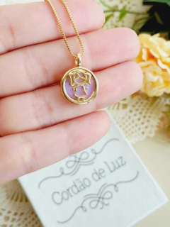 Imagem do COLAR MENINA COM PEDRA NATURAL EM FORMATO REDONDO