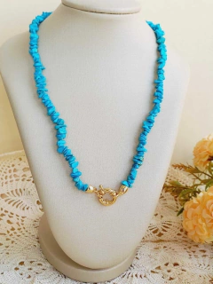 COLAR CHOKER FECHO BÓIA CASCALHOS DE TURQUESA - comprar online