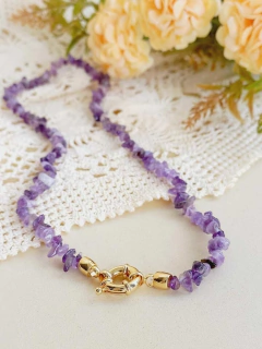 COLAR CHOKER FECHO BÓIA CASCALHOS DE AMETISTA - Cordão de Luz Joias Finas