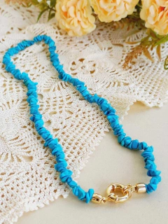 COLAR CHOKER FECHO BÓIA CASCALHOS DE TURQUESA na internet