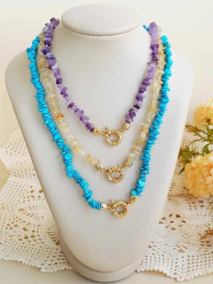 COLAR CHOKER FECHO BÓIA CASCALHOS DE CITRINO - loja online