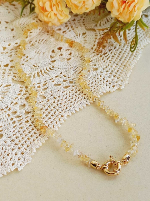 COLAR CHOKER FECHO BÓIA CASCALHOS DE CITRINO