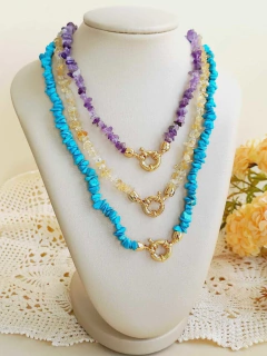 COLAR CHOKER FECHO BÓIA CASCALHOS DE TURQUESA - loja online