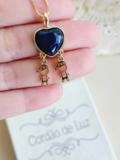 COLAR MENINOS COM PEDRA NATURAL EM FORMATO DE CORAÇÃO