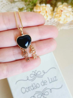 COLAR MENINOS COM PEDRA NATURAL EM FORMATO DE CORAÇÃO - comprar online