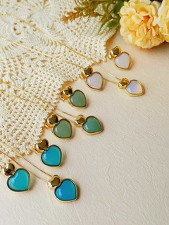 CONJUNTO CORAÇÃO COM A PEDRA OPALINA - loja online