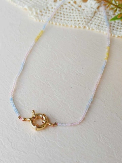COLAR CHOKER FECHO BÓIA PEDRA NATURAL MORGANITA - Cordão de Luz Joias Finas