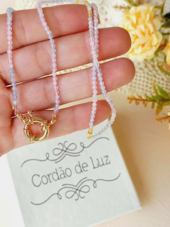COLAR CHOKER FECHO BÓIA PEDRA NATURAL MORGANITA - comprar online