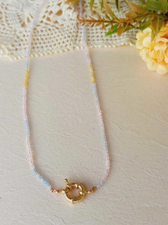 COLAR CHOKER FECHO BÓIA PEDRA NATURAL MORGANITA - loja online