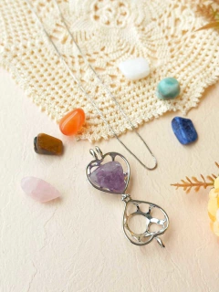 Imagem do COLAR CHAMADOR DE ANJO CORAÇÃO 7 PEDRAS NATURAIS