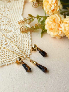 CONJUNTO PRISMA GEOMETRICO OLHO DE TIGRE