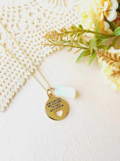 COLAR PINGENTE DUPLO HOOPONOPONO E PEDRA NATURAL - comprar online