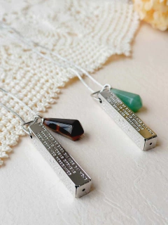 COLAR PLAQUINHA ORAÇÃO PAI NOSSO COM PEDRA NATURAL - loja online