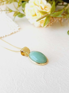 COLAR OVAL EM PEDRA NATURAL - loja online