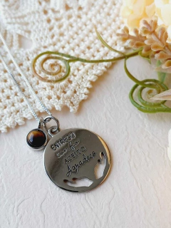 Imagem do COLAR DUPLO MANTRA ENTREGO, CONFIO, ACEITO E AGRADEÇO COM PEDRA NATURAL