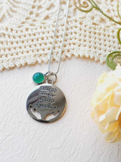 COLAR DUPLO MANTRA ENTREGO, CONFIO, ACEITO E AGRADEÇO COM PEDRA NATURAL