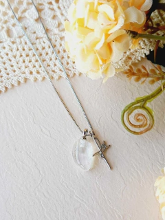 COLAR COM PINGENTE DUPLO REMOVÍVEL FÉ E PEDRA NATURAL na internet