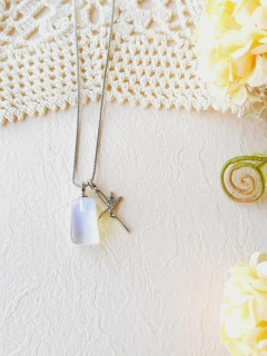 Imagem do COLAR COM PINGENTE DUPLO REMOVÍVEL FÉ E PEDRA NATURAL