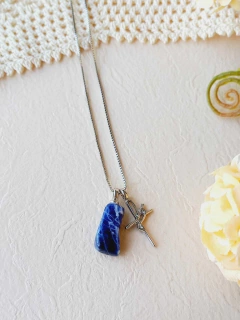 COLAR COM PINGENTE DUPLO REMOVÍVEL FÉ E PEDRA NATURAL - comprar online