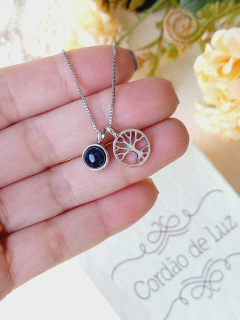 COLAR DOIS PINGENTES REMOVIVEIS ARVORE DA VIDA COM PEDRA NATURAL na internet