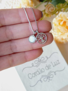 Imagem do COLAR DOIS PINGENTES REMOVIVEIS ARVORE DA VIDA COM PEDRA NATURAL