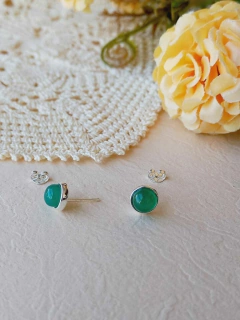 BRINCO PRATA 925 COM PEDRA NATURAL AGATHA VERDE