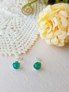 BRINCO PRATA 925 COM PEDRA NATURAL AGATHA VERDE - Cordão de Luz Joias Finas