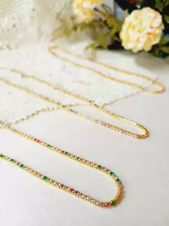 COLAR RIVIERA CRAVEJADO DE ZIRCONIAS COLORIDAS