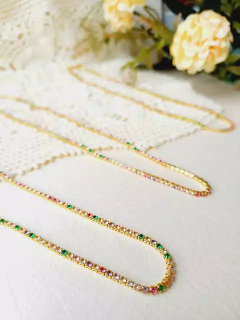 COLAR RIVIERA CRAVEJADO DE ZIRCONIAS COLORIDAS