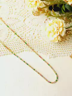 COLAR RIVIERA CRAVEJADO DE ZIRCONIAS COLORIDAS - loja online