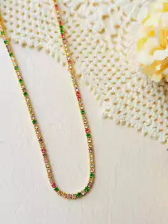 COLAR RIVIERA CRAVEJADO DE ZIRCONIAS COLORIDAS