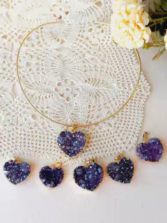 Imagem do COLAR CHOKER COM CORAÇÃO EM DRUSA AMETISTA