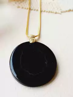 MAX COLAR COM A PEDRA NATURAL AGATHA NEGRA - Cordão de Luz Joias Finas