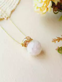 COLAR CAPSULA EM VIDRO COM MINI CASCALHOS DE CRISTAIS NATURAIS - Cordão de Luz Joias Finas