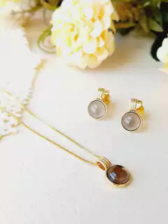 CONJUNTO REDONDO PEDRA NATURAL QUARTZO FUME na internet